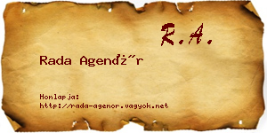 Rada Agenór névjegykártya